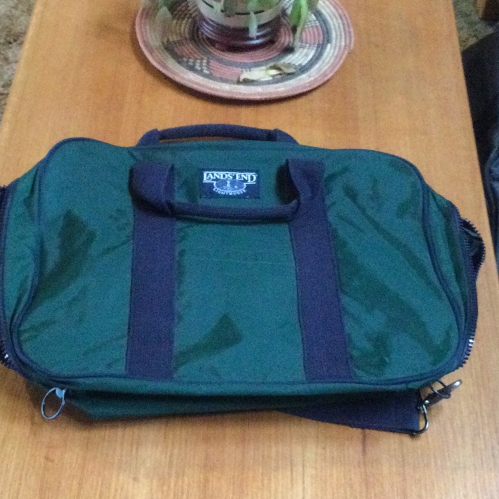 Vintage Lands End Bag Lighthouse Nylon Luggage Carry On Weekender